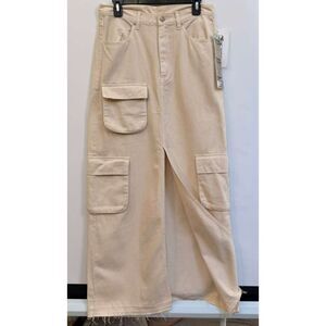 Denim Cargo Long Skirt